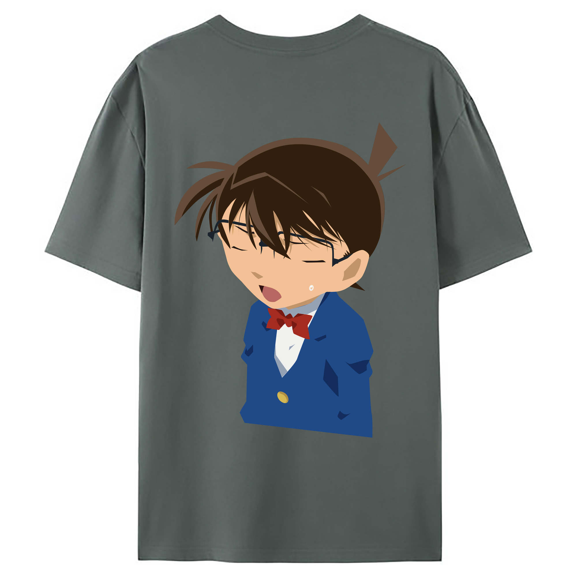 （画像用） 名探偵コナン 江戸川 コナン Detective Conan Conan Edogawa 綿100％ メンズ半袖Tシャツ（バックプリント） 通気性